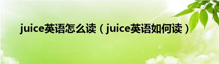 juice英语怎么读（juice英语如何读）