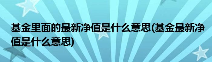 基金里面的最新净值是什么意思(基金最新净值是什么意思)