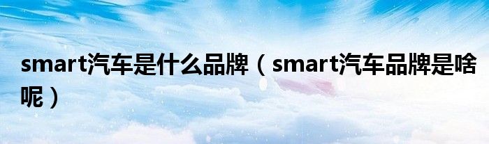smart汽车是什么品牌（smart汽车品牌是啥呢）