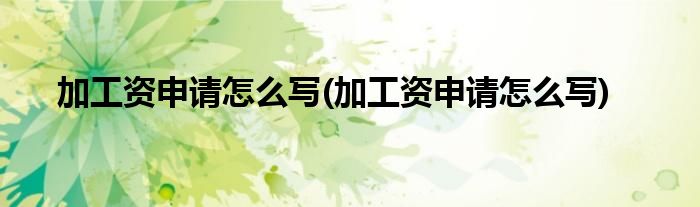加工资申请怎么写(加工资申请怎么写)