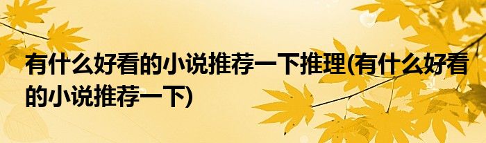 有什么好看的小说推荐一下推理(有什么好看的小说推荐一下)