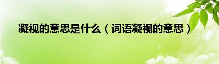 凝视的意思是什么（词语凝视的意思）