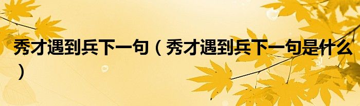 秀才遇到兵下一句（秀才遇到兵下一句是什么）