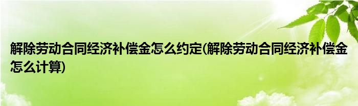 解除劳动合同经济补偿金怎么约定(解除劳动合同经济补偿金怎么计算)