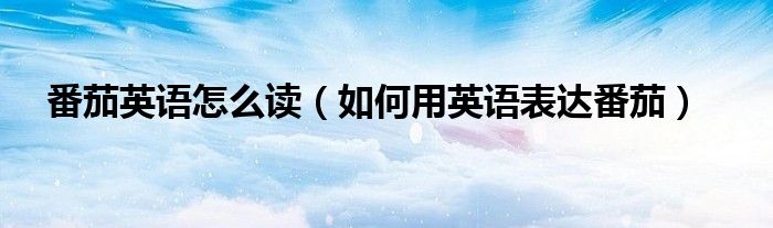 番茄英语怎么读（如何用英语表达番茄）