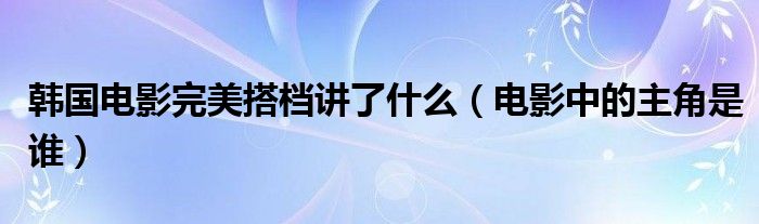 韩国电影完美搭档讲了什么（电影中的主角是谁）