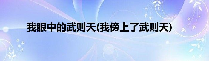 我眼中的武则天(我傍上了武则天)