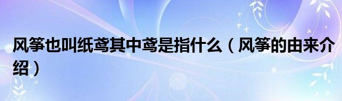 风筝也叫纸鸢其中鸢是指什么（风筝的由来介绍）