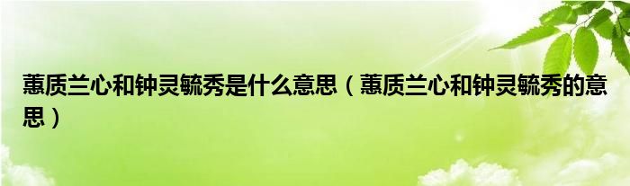 蕙质兰心和钟灵毓秀是什么意思（蕙质兰心和钟灵毓秀的意思）