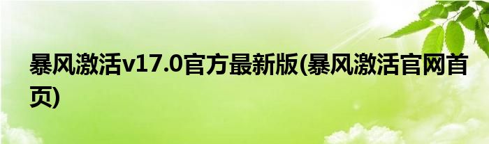 暴风激活v17.0官方最新版(暴风激活官网首页)