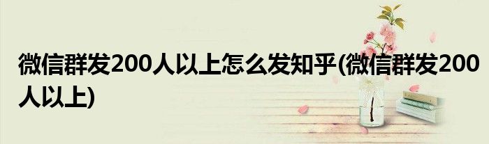 微信群发200人以上怎么发知乎(微信群发200人以上)