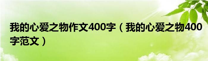 我的心爱之物作文400字（我的心爱之物400字范文）