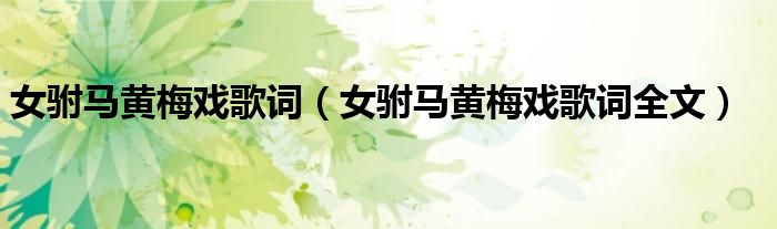 女驸马黄梅戏歌词（女驸马黄梅戏歌词全文）