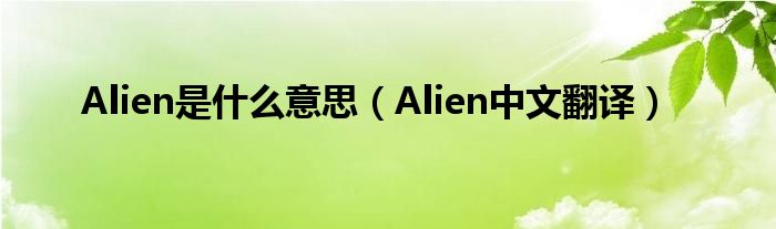 Alien是什么意思（Alien中文翻译）