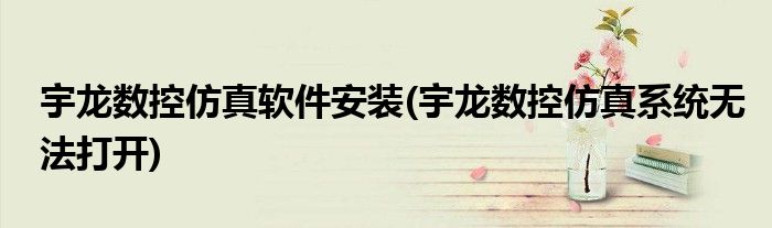 宇龙数控仿真软件安装(宇龙数控仿真系统无法打开)
