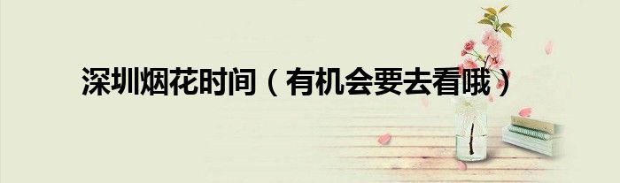 深圳烟花时间（有机会要去看哦）