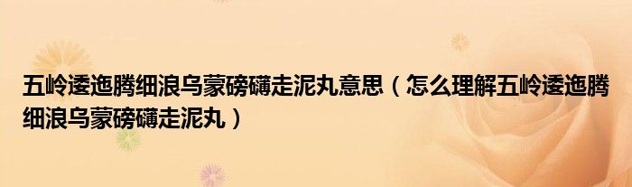 五岭逶迤腾细浪乌蒙磅礴走泥丸意思（怎么理解五岭逶迤腾细浪乌蒙磅礴走泥丸）