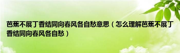 芭蕉不展丁香结同向春风各自愁意思（怎么理解芭蕉不展丁香结同向春风各自愁）
