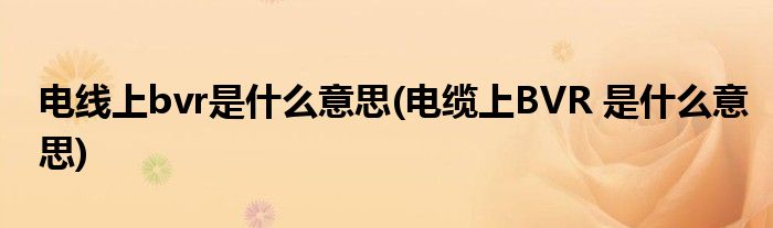 电线上bvr是什么意思(电缆上BVR 是什么意思)