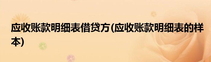 应收账款明细表借贷方(应收账款明细表的样本)