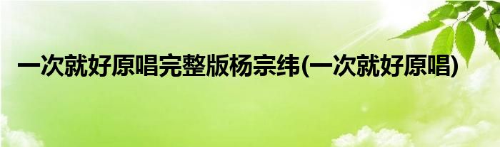 一次就好原唱完整版杨宗纬(一次就好原唱)