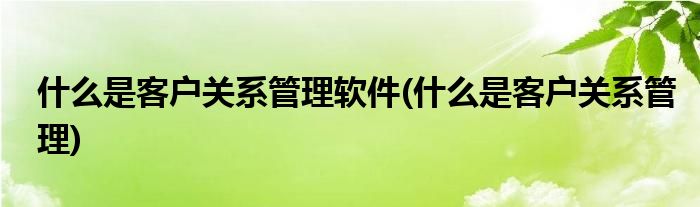 什么是客户关系管理软件(什么是客户关系管理)