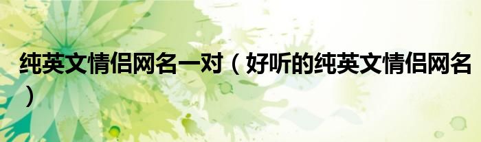 纯英文情侣网名一对（好听的纯英文情侣网名）