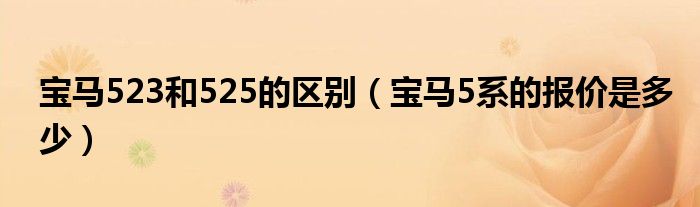 宝马523和525的区别（宝马5系的报价是多少）