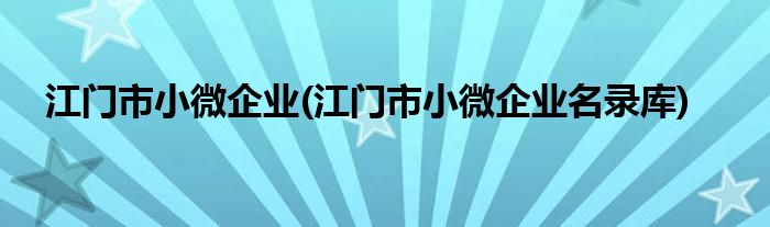 江门市小微企业(江门市小微企业名录库)