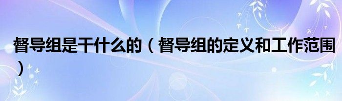 督导组是干什么的（督导组的定义和工作范围）