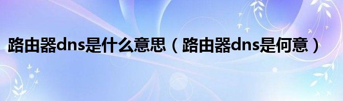 路由器dns是什么意思（路由器dns是何意）