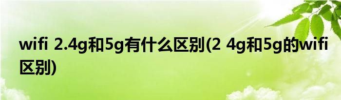 wifi 2.4g和5g有什么区别(2 4g和5g的wifi区别)