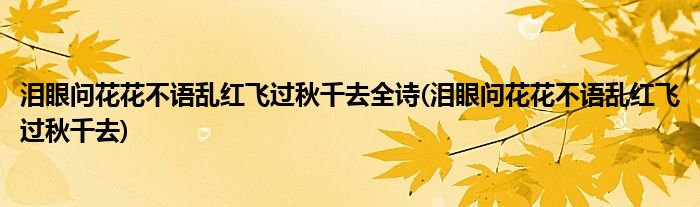 泪眼问花花不语乱红飞过秋千去全诗(泪眼问花花不语乱红飞过秋千去)