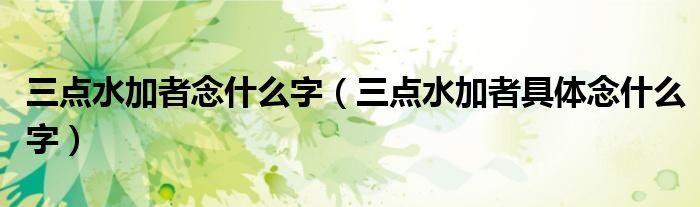 三点水加者念什么字（三点水加者具体念什么字）