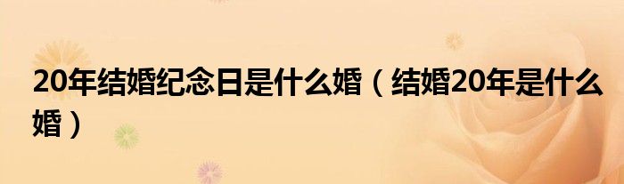 20年结婚纪念日是什么婚（结婚20年是什么婚）