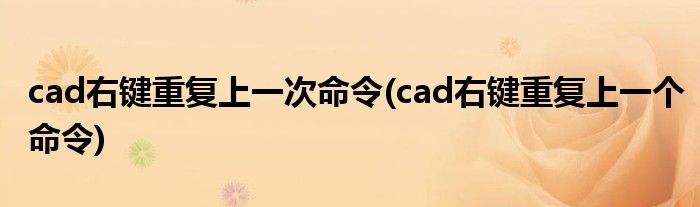cad右键重复上一次命令(cad右键重复上一个命令)