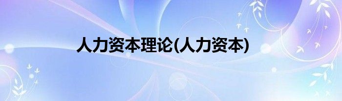 人力资本理论(人力资本)