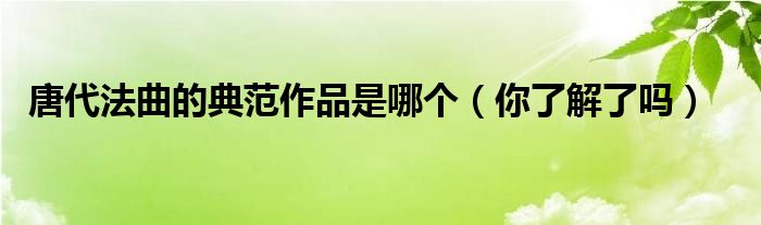 唐代法曲的典范作品是哪个（你了解了吗）