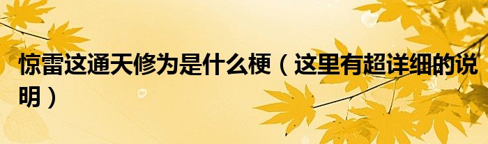 惊雷这通天修为是什么梗（这里有超详细的说明）