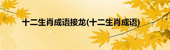 十二生肖成语接龙(十二生肖成语)