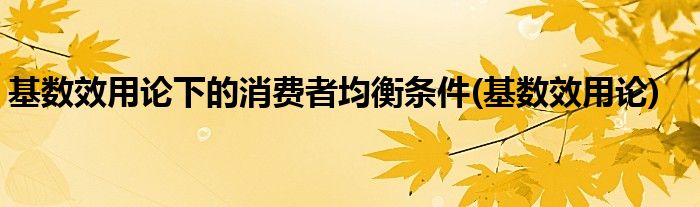 基数效用论下的消费者均衡条件(基数效用论)