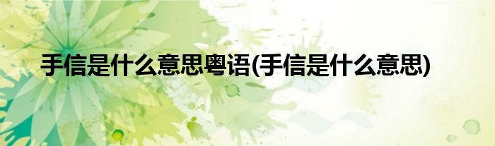 手信是什么意思粤语(手信是什么意思)