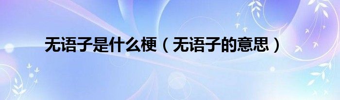 无语子是什么梗（无语子的意思）