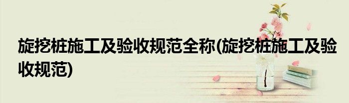 旋挖桩施工及验收规范全称(旋挖桩施工及验收规范)