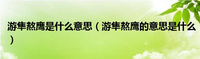 游隼熬鹰是什么意思（游隼熬鹰的意思是什么）