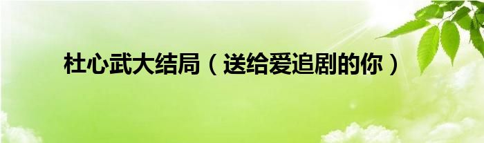 杜心武大结局（送给爱追剧的你）