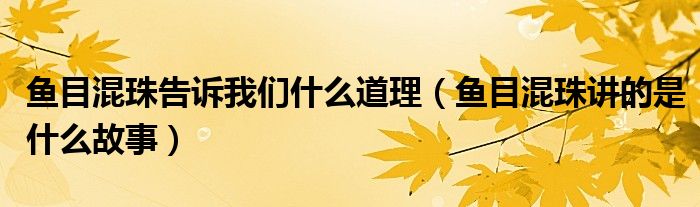 鱼目混珠告诉我们什么道理（鱼目混珠讲的是什么故事）
