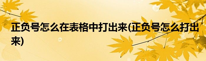 正负号怎么在表格中打出来(正负号怎么打出来)