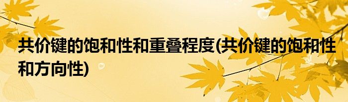 共价键的饱和性和重叠程度(共价键的饱和性和方向性)