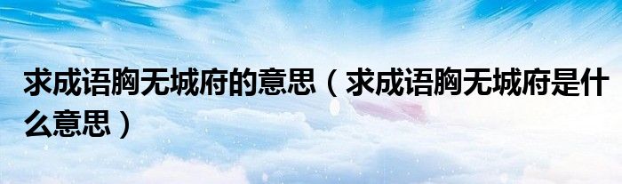 求成语胸无城府的意思（求成语胸无城府是什么意思）